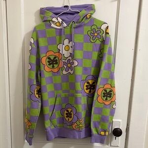 ZooYork Colorful Checkered Baggy/Oversized Floral Hoodie
